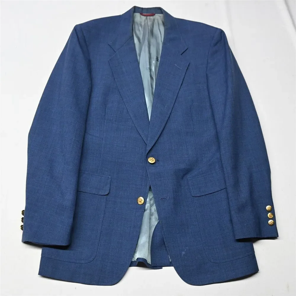 Vtg Hart Schaffner Marx Jack Nicklaus 40L Blue Gold Button Blazer Jacket‎ Coat